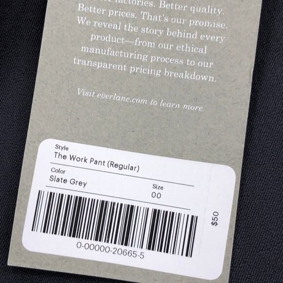 Everlane Womens Size 00 Pants The Work Regular Gray Side Zip Career BRAND NEW - Picture 10 of 13